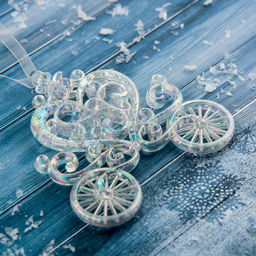 Цена за 2 шт. Ёлочная игрушка Зимнее волшебство. Карета, перелив 1111 см, прозрачный перелив  фото 3