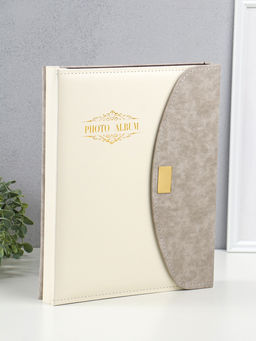 Фотоальбом на 400 фото 10×15 см «Стиль» кожзам, бело-серый, 5×28×34 см