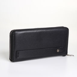 Портмоне-клатч мужской на молнии, с картхолдером, чёрное