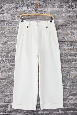 Trendyolmilla Beyaz Kal?n Gabardin %100 Pamuk Kumas Wide Leg Extra Genis Paca Pantolon TWOSS25PL00100  фото 6