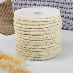 Шнур для плетения, хлопок, d=4 мм, 50±1 м, без сердечника, белый