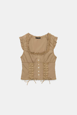 TOP POPEL?N EFECTO LAVADO / Ocre - Zara фото 5
