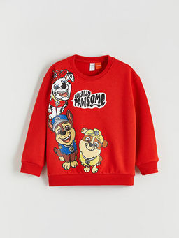 Bisiklet Yaka Paw Patrol Bask?l? Erkek ?ocuk Sweatshirt