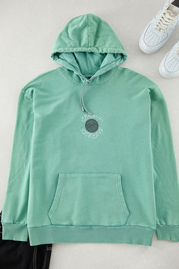 Mint Oversize/Genis Kesim Yaz? S?rt Bask?l? Soluk Efektli Sardonsuz Sweatshirt TMNAW25SW00043