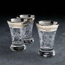 Рюмки «Флора», 60 мл, с гравировкой и напылением, 3 шт., стекло, прозрачный