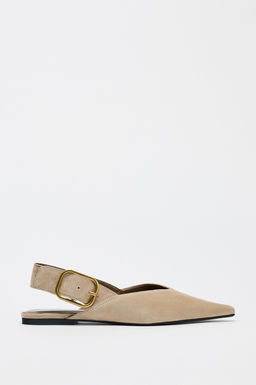 SPLIT SUEDE SLINGBACK SHOES WITH BUCKLE