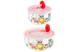 Набор 2 салатников - 13*13*6,5 см 560 мл+10,5*10,5*6 см 260 мл Совушки с плас.крыш. NEW BONE CHINA - Elan gallery фото 22