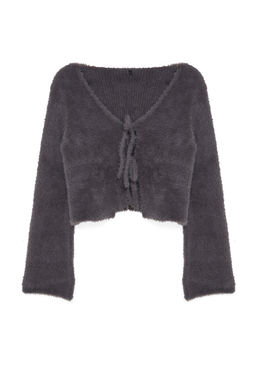 Antrasit Crop Tuylu Baglama Detayl? Triko H?rka TWOAW25HI00111