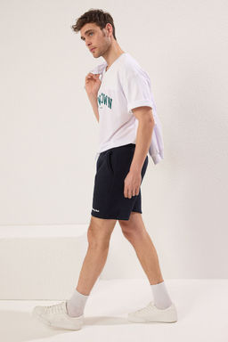 Lacivert Regular/Normal Kesim Kal?n/Ici Polarl? Kabartma Bask?l? Sort TMNSS25SR00011