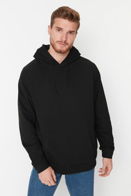 TRENDYOL MAN Siyah Basic Oversize/Genis Kesim Kapusonlu Ici Polarl? Sweatshirt TMNAW23SW00192 - Trendyolmilla фото 32