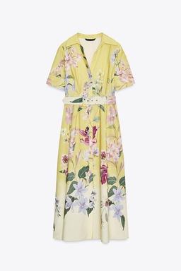 FLORAL PRINT MIDI DRESS WITH BELT - Zara фото 12