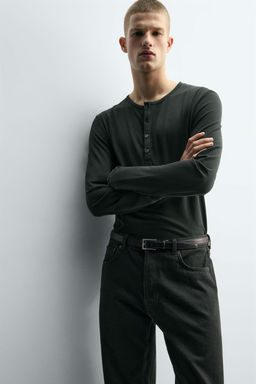 RELAXED FIT HENLEY T-SHIRT - Zara фото 6