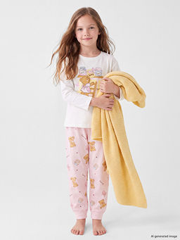Bisiklet Yaka Bask?l? K?z ?ocuk Pijama Tak?m?