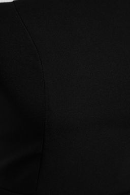 Siyah Vucuda Oturan Drapeli Dokuma K?sa S?k Abiye Gece Mezuniyet Elbisesi TPRAW24EL00083