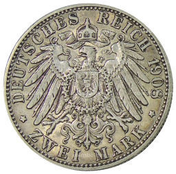 2 марки 1908 года D Германия (Бавария)