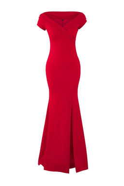 K?rm?z? Carmen Yaka Bal?k Kesim Maxi S?k Abiye Gece Mezuniyet Elbisesi TPRSS25AE00191