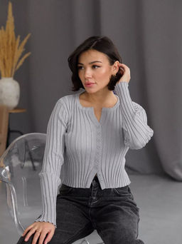 K13004 Кардиган (вязаный трикотаж) СЕРЫЙ