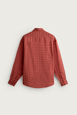 CAMISA RELAXED FIT JACQUARD CUADROS LINO - ALGOD?N / Teja - Zara фото 6