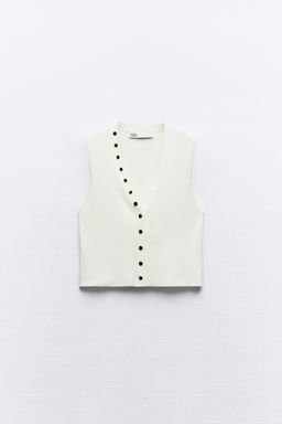 PLAIN KNIT TOP WITH GOLDEN BUTTONS - Zara фото 4