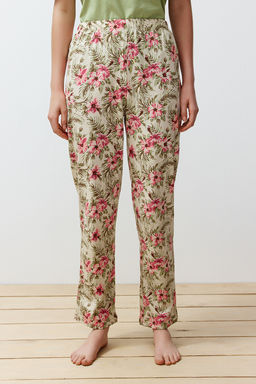 Trendyolmilla Fusya-Cok Renkli %100 Pamuklu Cicekli Orme Pijama Tak?m? THMSS24PT00230  фото 11
