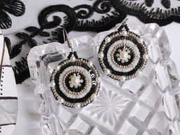 Klart набор для вышивания 10-503 Серьги круглые. Черно-белый орнамент 3.5 х 4 см