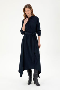 Женское темно-синее тканое платье Неожиданная скидка в корзине - U.s. polo assn фото 4