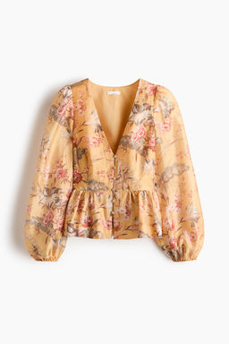 Blusa en mezcla de lino con peplum - H&m фото 2
