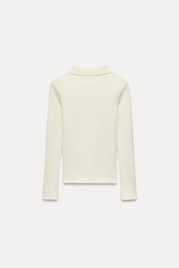 CABLE-KNIT POLO TOP - Zara фото 13