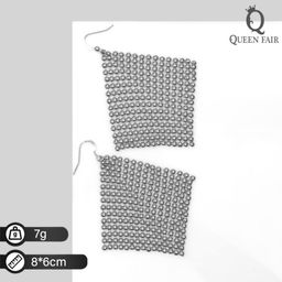 Серьги Диско кольчуга объемная, цвет серебро, 8см