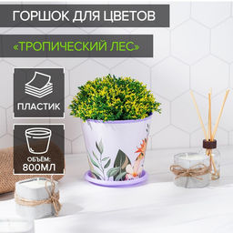 Цена за 2шт. Горшок для цветов Доляна Тропический лес, 800 мл, цвет лиловый