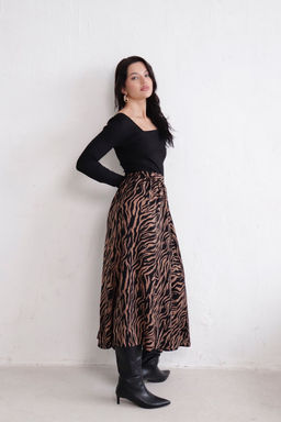 11321 Юбка А-силуэта кофейно-чёрная - Martichelli фото 10