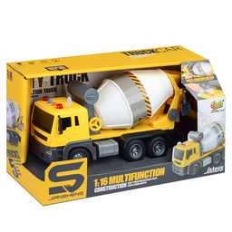 Машина "Бетономешалка" 1:16 (свет, звук) в коробке (цвет желтый)