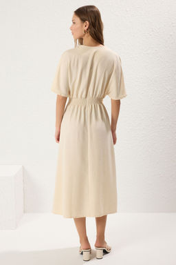 TRENDYOLMILLA Turuncu Baglama Detayl? A Kesim V Yaka Midi Dokuma Elbise TWOSS23EL01543  фото 38