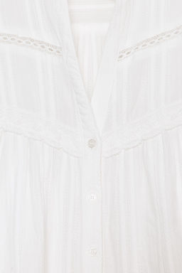 CAMISA CORTA PUNTILLA / Blanco roto - Zara фото 3