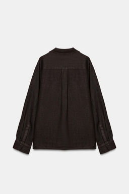 CAMISA LINO BOLSILLO ZW COLLECTION / Marr?n - Zara фото 7