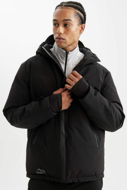 DeFactoFit Termometreli Mont Parka Su Itici Ruzgar Gecirmez Slim Fit Dar Kesim Kapusonlu Fermuarl?  фото 3
