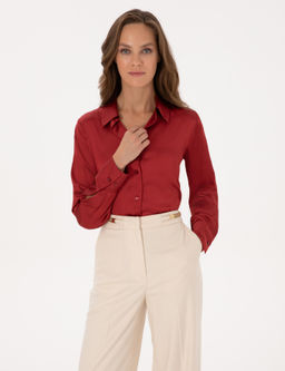 Bordo Regular Fit Uzun Kollu G_mlek