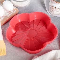 Форма для выпечки Доляна Цветок, силикон, 20?20?4 см, красная  фото 3