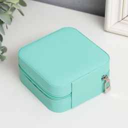 Шкатулка для украшений «Элегия. Квадратная», кожзам, бирюза, 5×10×10 см