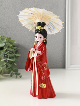 Фигура полистоун «Девочка в кимоно с зонтиком», красный, 12×13.8×25 см
