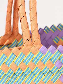 Сумка плетёная, 30×10×30 см, пластик, разноцветная