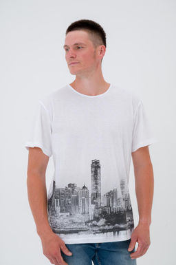 Футболка из кулирки унисекс Город белый макс - Амадэль фото 2