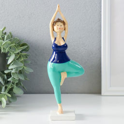 Цена за 2 шт. Фигурка полистоун «Пышечка: йога поза дерева», сине-бирюзовая, 7×4.5×20.5 см