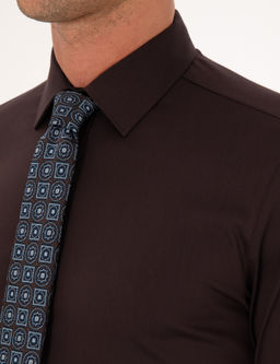 Koyu Kahverengi Slim Fit Non Iron Klasik G_mlek - Cacharel фото 7