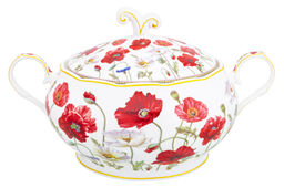 Пельменница - супница 30*22,5*18 см 2,6 л "Маки" + крышка NEW BONE CHINA