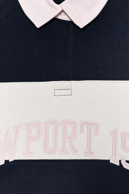 STRIPED POLO NECK SLOGAN SWEATSHIRT - Zara фото 9