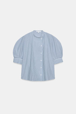 CAMISA POPEL?N BOTONES ZW COLLECTION / Azul / Blanco - Zara фото 5