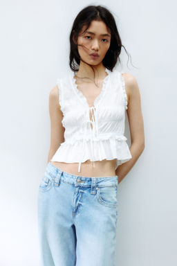 Top fruncido con lazadas - H&m фото 5