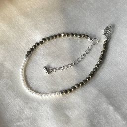 Браслет из Пирита и Жемчуга 18 см +