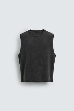 CAMISETA TANK PUNTO ESTAMPADO LAVADO / Negro